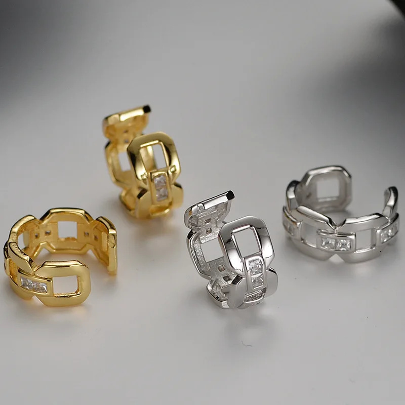 F.I.N.S 1Piece Korean Fashion S925 Sterling Silver Zircon Chain Clip On Earring Without Piercing Earcuff Catilage Fine Jewelry 250610