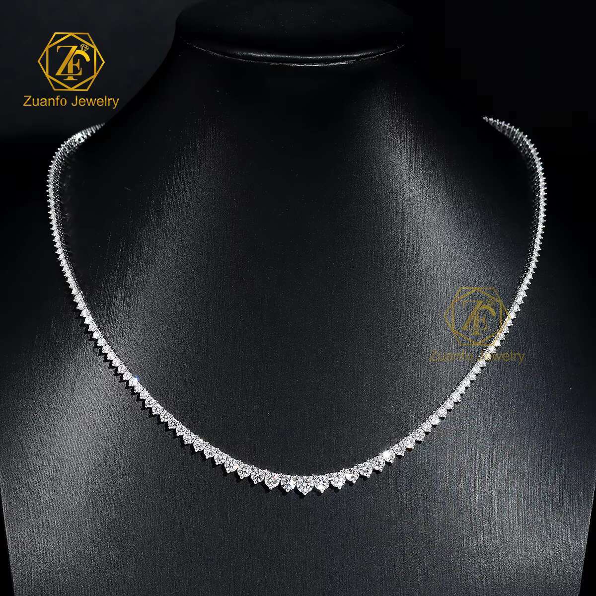 Hot Selling 925 Silver Tennis Chain Necklace with 2mm 3mm 4mm Lab Grown Diamonds Secure 3 Prongs Setting for Men Women