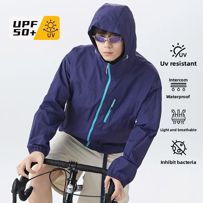 Lightweight Hooded Jacket Cool UPF50 Bicycle Fishing Sun Protection Coat Unisex Summer Ice Silk Quickdrying Skin Windbreaker 250614