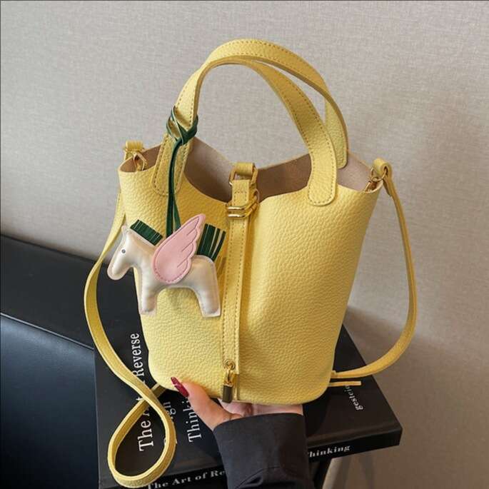 Women's 2025 New High-End Bucket Versatile Handbag Fashion Simple Shoulder Large Capacity Crossbody Bag