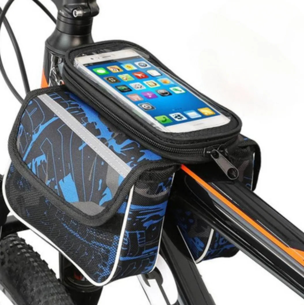 Bicycle Top Front Tube Frame Bag with 6 inches Touch-Sensitive Phone Window-Fully Waterproof Handlebar Bag for MTB Road Bike 250610