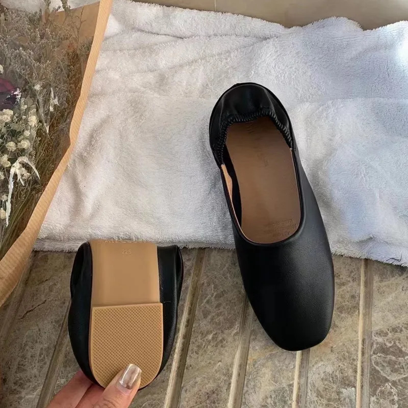 Bailamos Women Flats Ballerinas Soft Leather Moccasins Slip On Retro Grandma Shoes Ladies mules slippers Spring Summer 250613