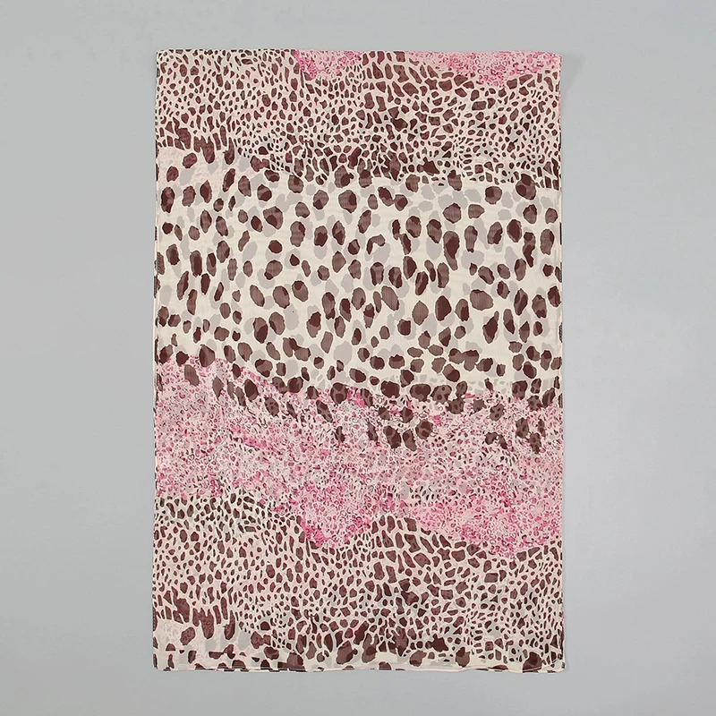 Leopard Print Patchwork Chiffon Scarf Female Spring and Summer Sunscreen Women Shawl Ventilate Wrap Scarves 250610
