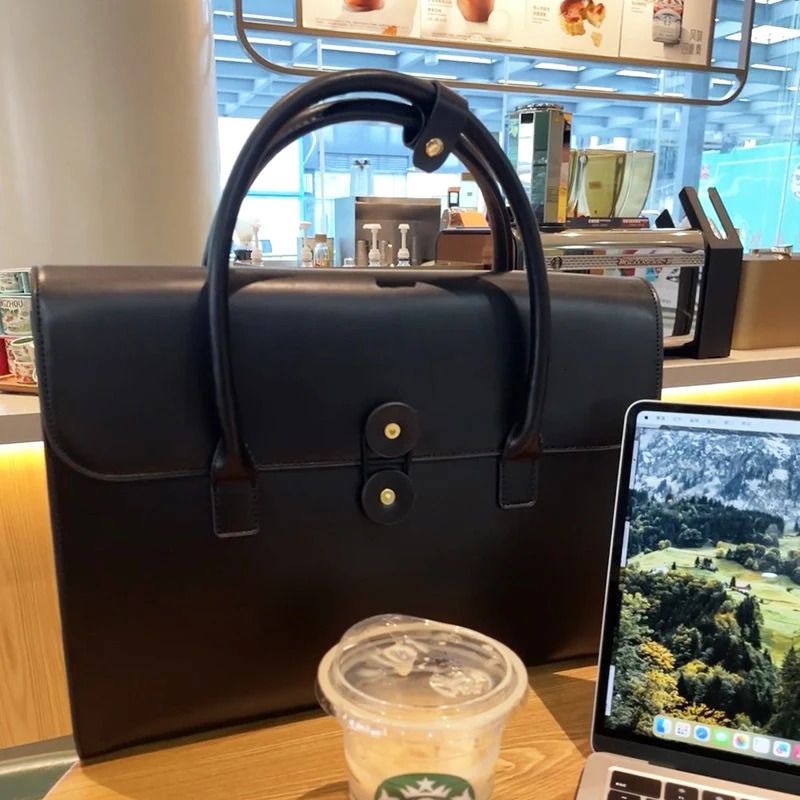 Fashion Leather Tote Bag Large Capacity Custom Letters Business Office 14 inch Laptop Bag For Woman OL Student Briefcase 250614