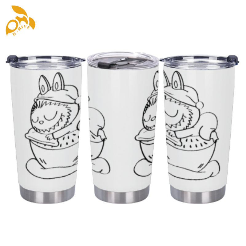 free shipping of customized 20oz thermos cup with labubu patterns Leopard print