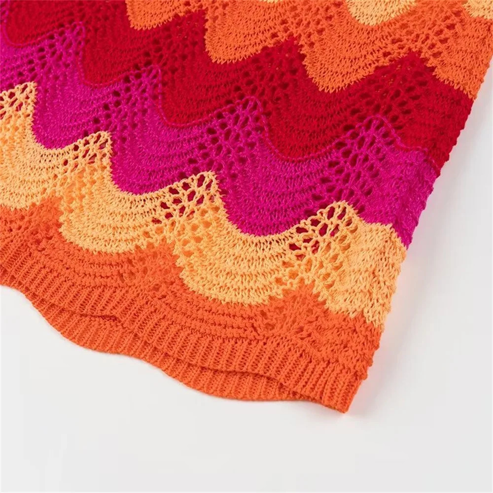 2024ZAR4 Summer Womens European and American Style Fashionable Outlier Western style Knitted Top Half Skirt Set 250609