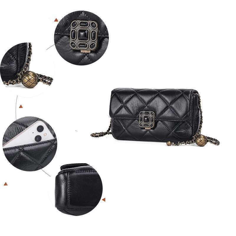 Bag Women Real Leather Summer Shoulder Women's New Small Golden Ball Dia Chain Messenger Bag