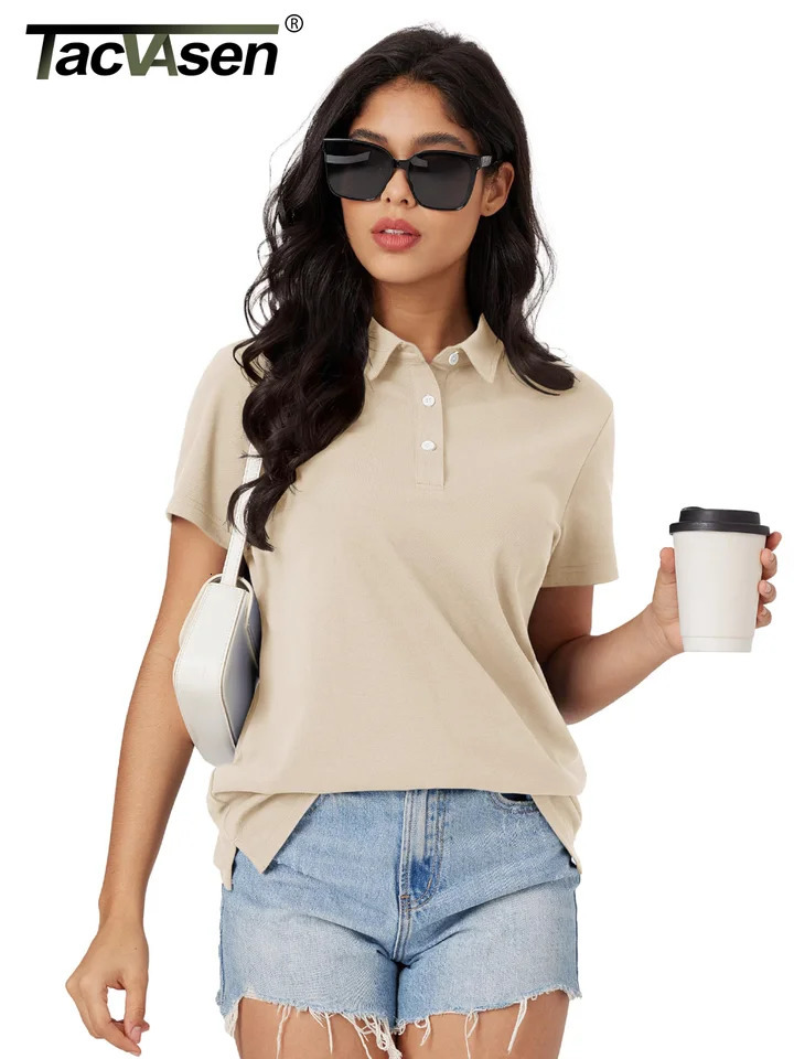 TACVASEN Summer Golf Polo Shirts Womens Cool Ice Silk Short Sleeve Shirt Breathable Quick Dry Casual Shirts Pullover Tee Tops 250609