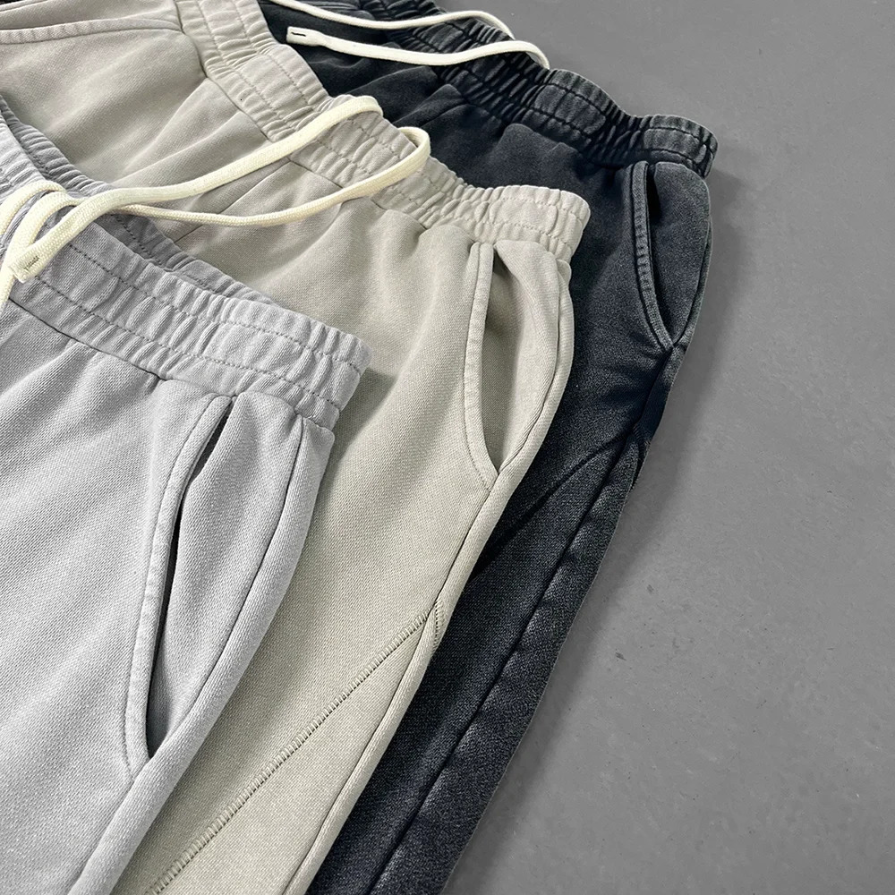 European and American Snowflakes Washed Ultra Baggy Sweatpants Vintage Raw Edges Drawstring Elastic Waist Athletic Joggers 250614