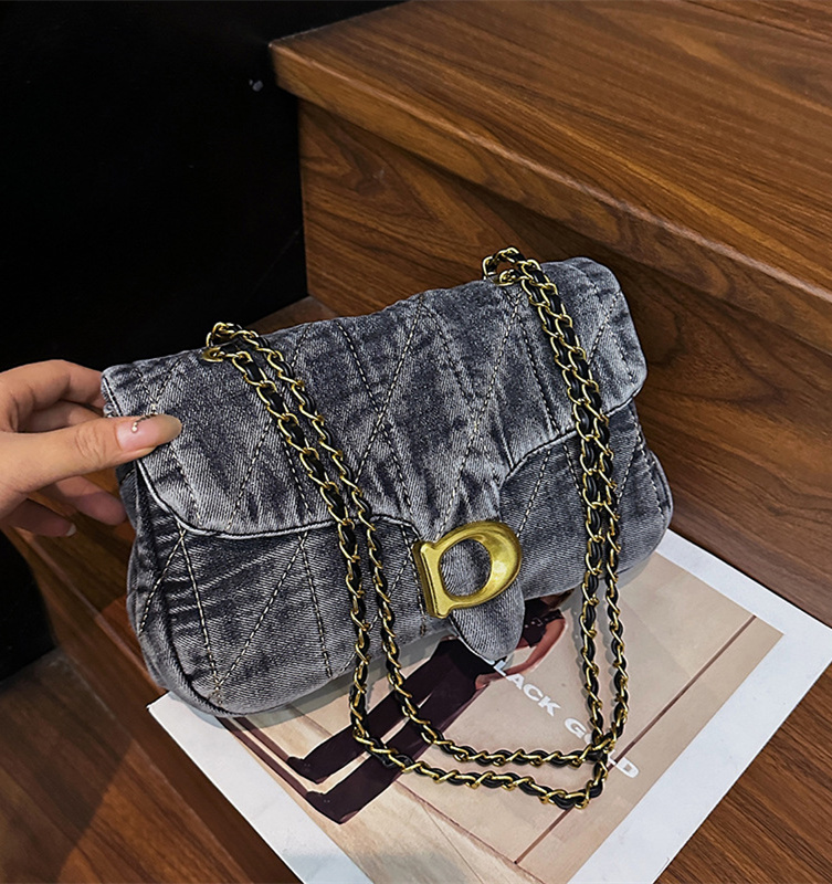 Free shipping designer premium denim armpit bag for women 2025 new style women's bag temperament versatile chain bag fashion shoulder crossbody b