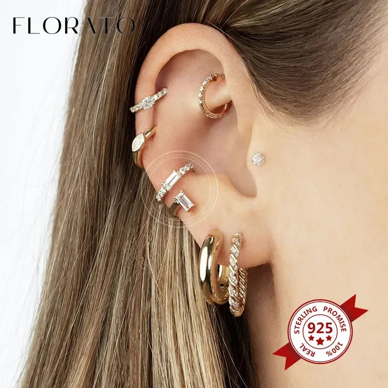 Plated 24K Gold/925 Silver Crystal Zircon No Ear Piercing Ear Clips Minimalist CZ Ear Clips Fashion Jewelry For Women 250610