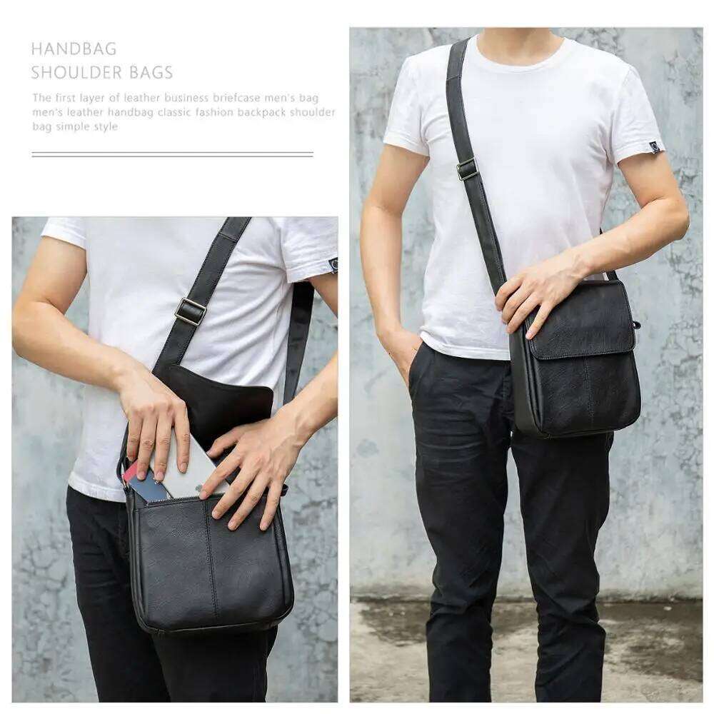 WESTAL Genuine Leather Shoulder Bag Husband Black Messenger Male Side Men's Bags Casual Crossbody Man Handbags