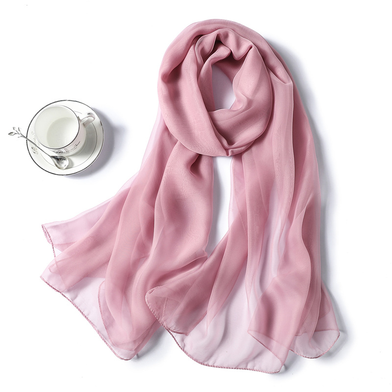 K1034 New pure color versatile soft yarn scarf female imitation silk Korean silk scarf female summer sunscreen shawl imitation beach towel