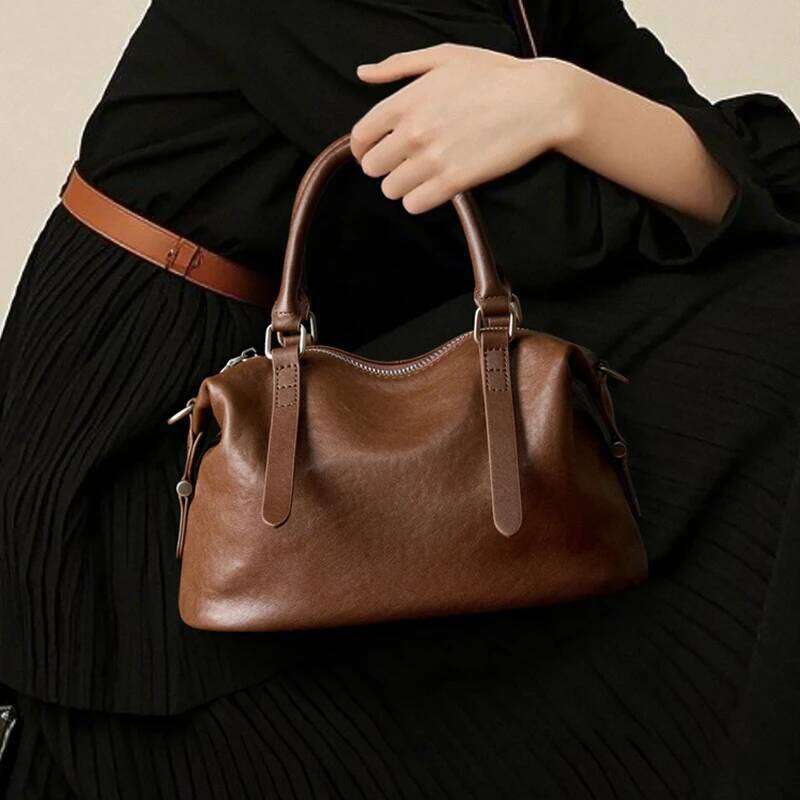 Burminsa Cowhide Genuine Leather Handbags For Women New 2025 Designer Slouchy Satchel Work Ladies Shoulder Crossbody Bags