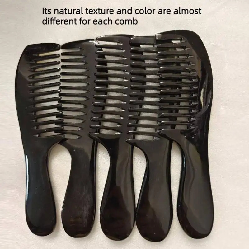 Natural Black Buffalo Ox Horn Comb Handmade Anti-Static Tooth Portable Massage Hair Combs 250612