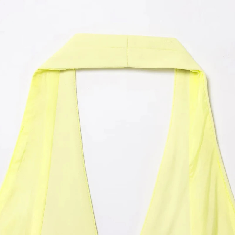TRAF Yellow Elegant Pants Set 2025 Womens Spring Tank Halter Tops Wide Leg Fashion Casual 2 Pieces Trousers Outfit 250614