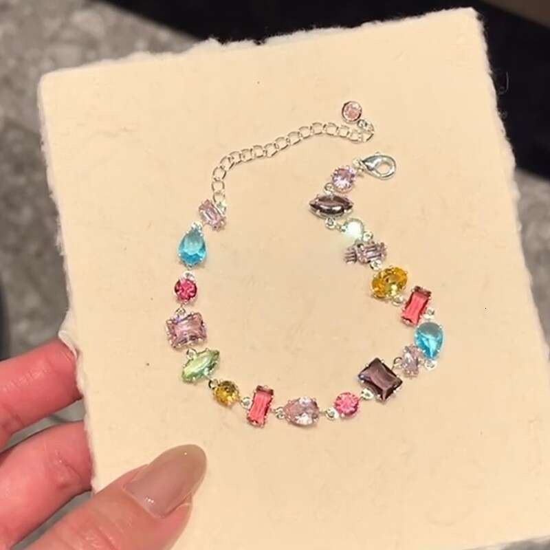 Luxury jewelry designer bracelet Irregular Zircon Water Drop Square Bracelet Summer Fresh Gentle Wristband Fashion Versatile Hand Jewelry Niche High-e