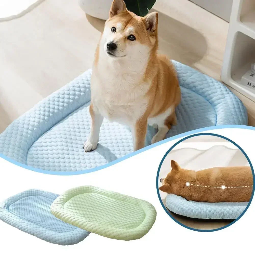 1PCS Summer Dog Bed Cat Cushion Puppy Sleep Nest for Small Medium Large Dog Cat Ice Silk Cool Mat Pet Kennel Cooling Bed 250614