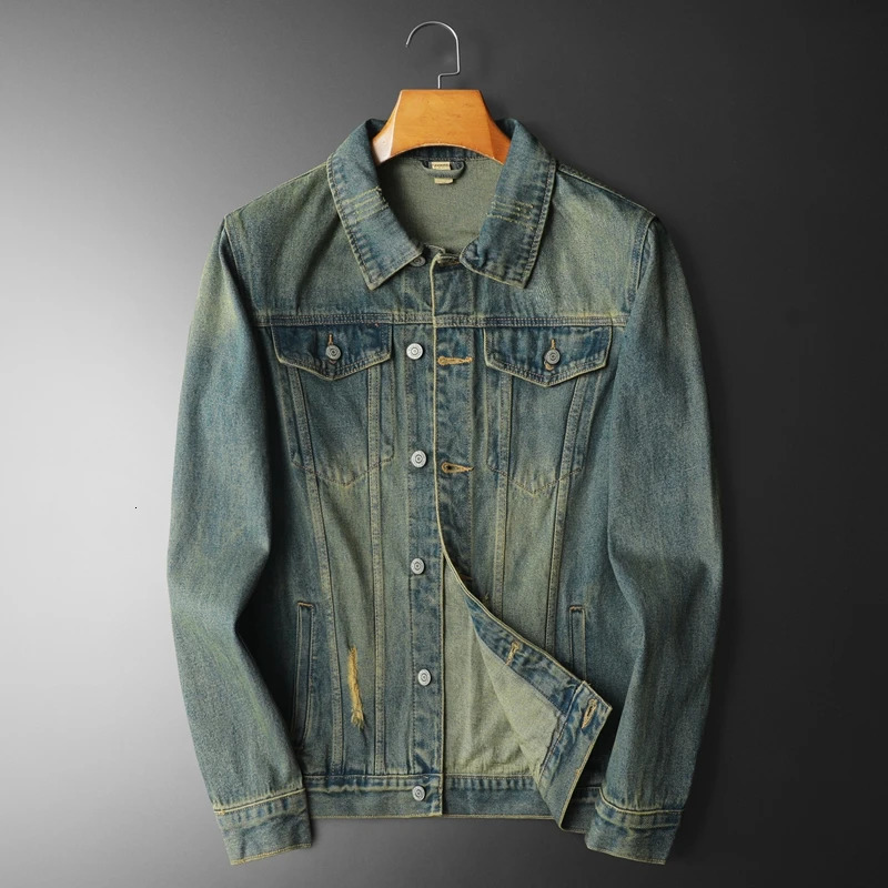 Spring Men Cotton Denim Jacket Fashion Casual Washed Retro Blue Jeans Coat Motorcycle Streetwear Jackets Male Clothing 250614