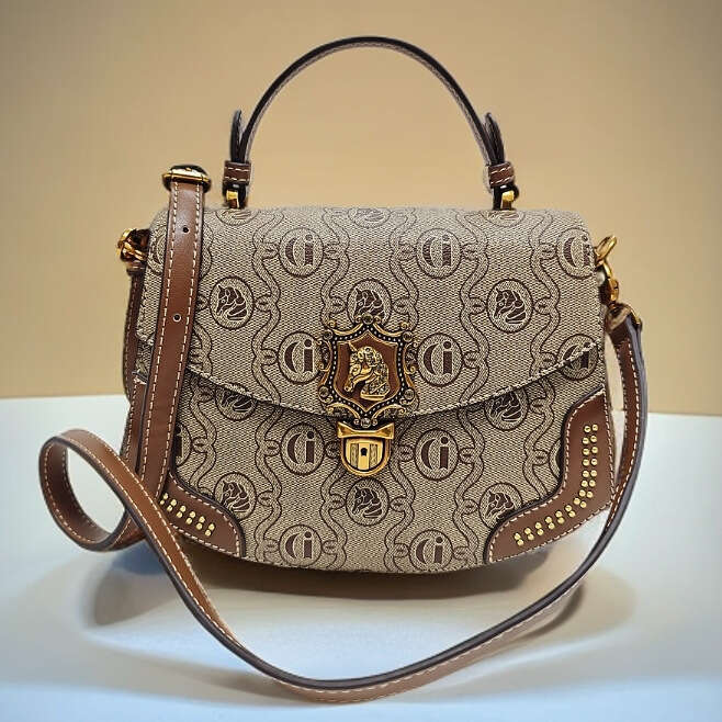 Leather Fashion Brand Genuine Handbag Small Square for Women 2025 New High-end Rivet Niche Shoulder Crossbody Bag