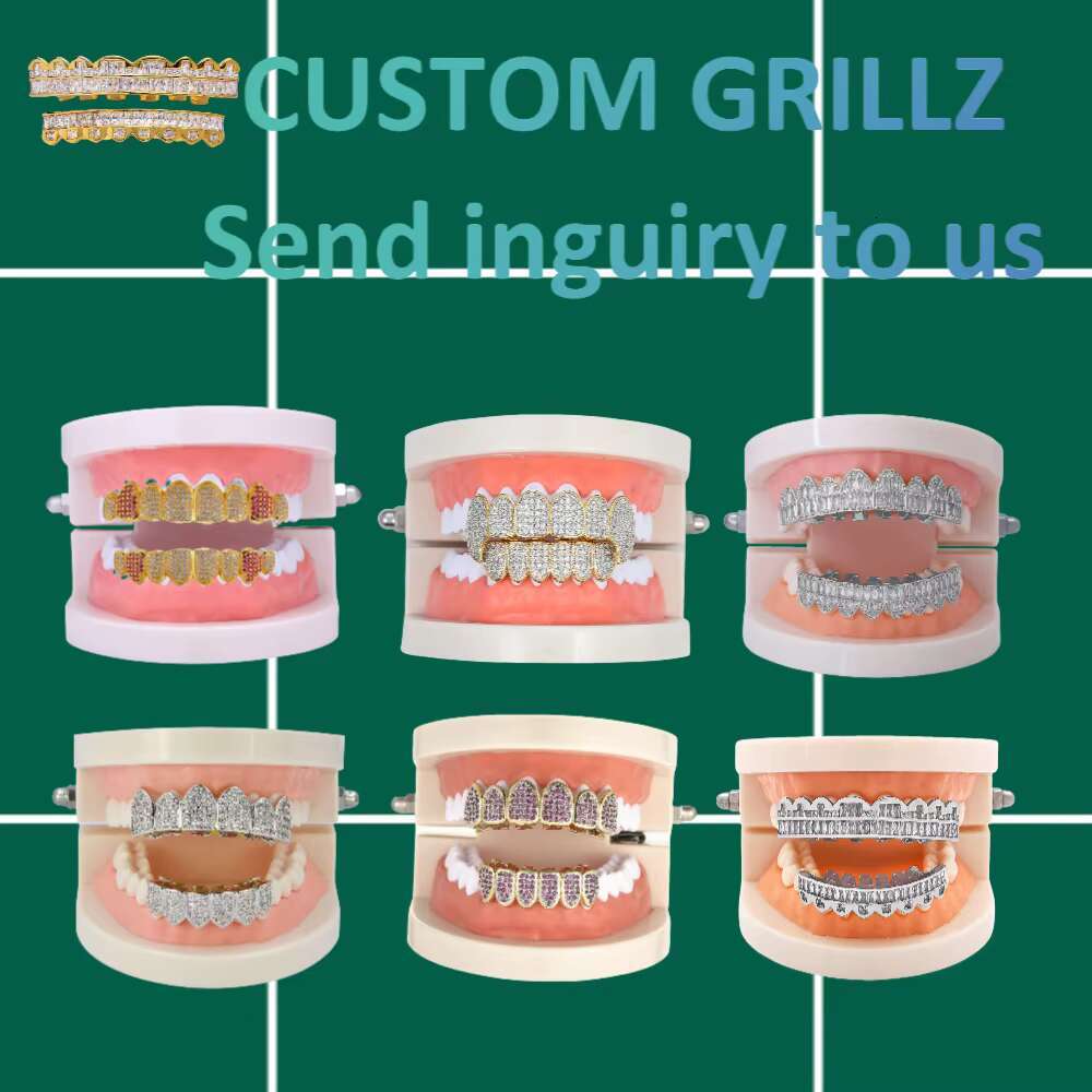 Custom VVS Moissanite Lab Natural Moissanite Hip Hop Teeth 925 Silver Grillz Diamond Teeth