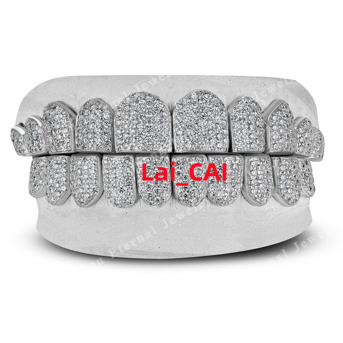 Eternal Jewelry Factory Customized Top Bottom 2 4 6 8 10 S925 Silver D VVS Lab Moissanite Diamond Teeth Grillz for Women Men