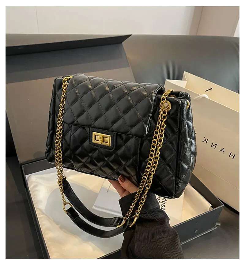 Designer Shoulder Free Shipping Bag New Fashionable Comting Large Capacity High End Texture Dia Grid Chain Crossbody For Womens Free shipping