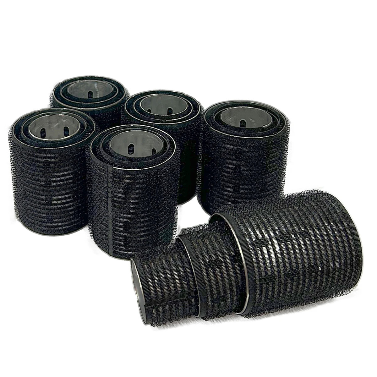 12pcs/set Aluminum Core Black Lazy Hair Rollers Hook Loop Hairdryer Fast Heat Hollow Self Grip Air Bang Raise Sleep Curls 1931 250613
