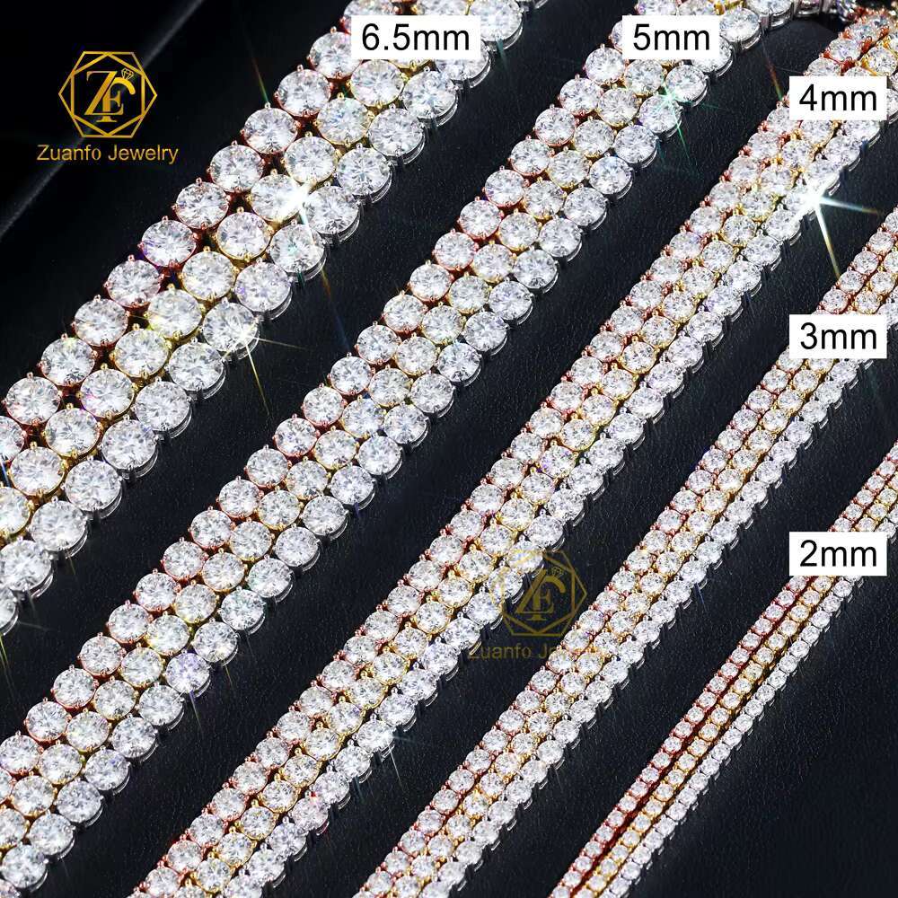 Rose Gold Plated 925 Silver Moissanite Chains Men Women GRA Certified 2 3 4 5mm D VVS Moissanite Tennis Bracelet Bangle