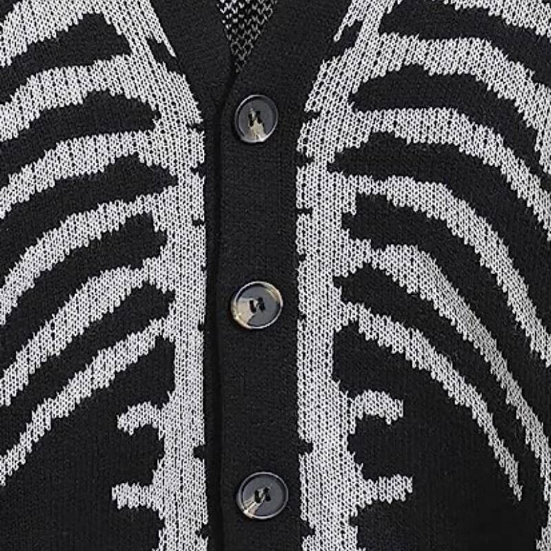 Unisex Knitted Jacquard Pattern Sweaters Spring Autumn Casual Loose Cardigan For Men Women Plus Size Halloween Y2k Cardigans