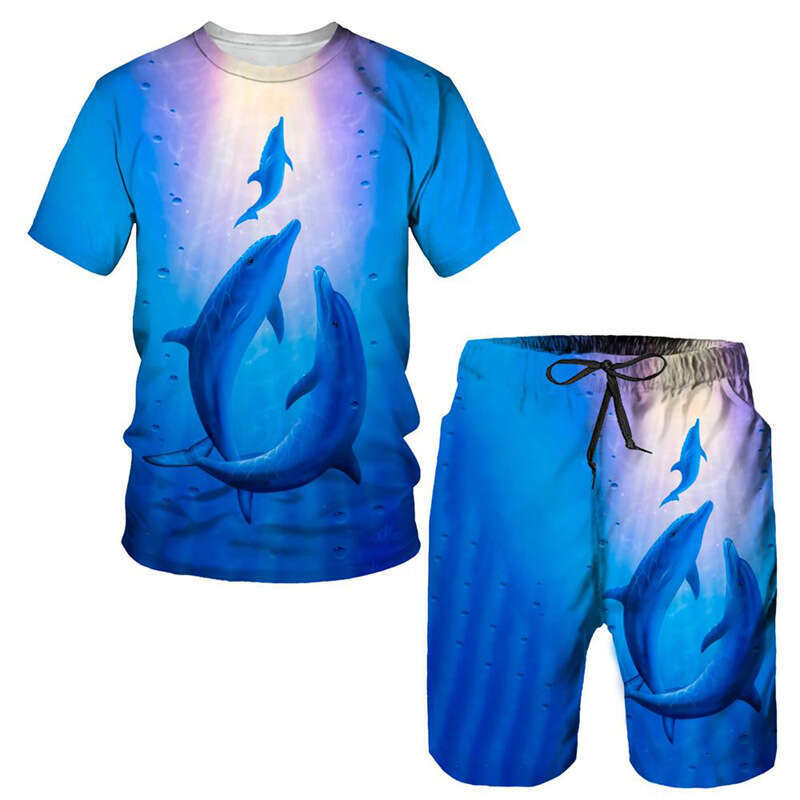 T-shirt 3D Digital Printing Lion Tiger Pattern Men's Casual Sports Suit