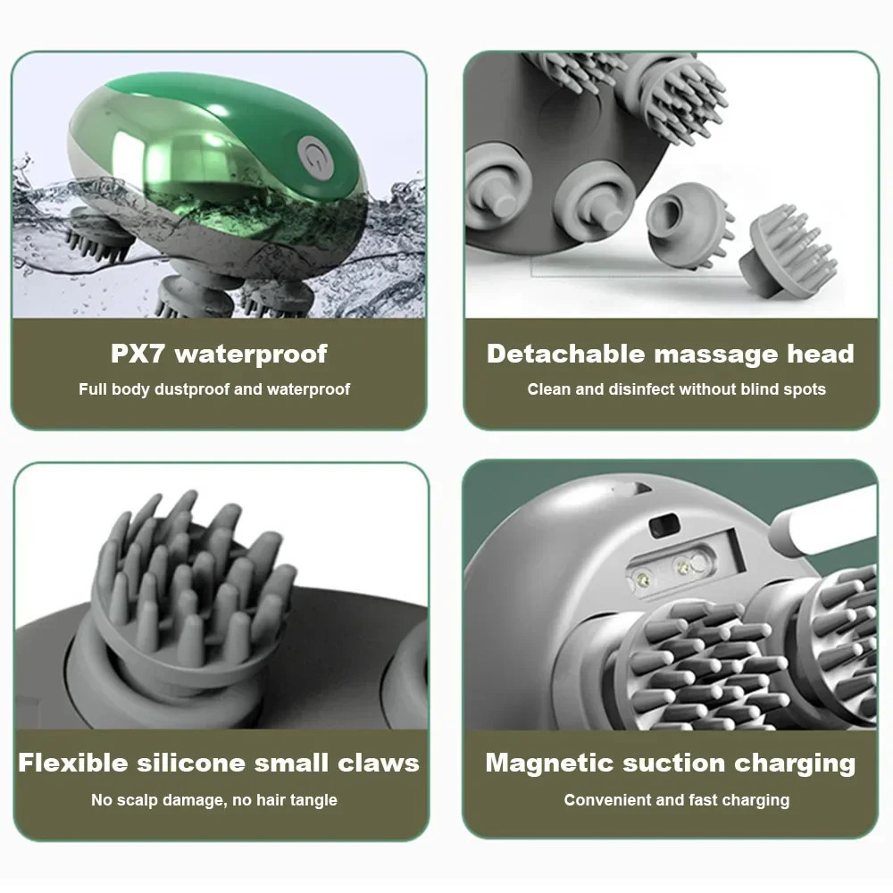 Electric Head Massager Mutifunction for Cats Dogs Pets Scalp Rechargeable Massage Contacts Body Relax Health Care 250605