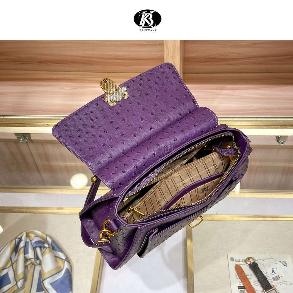 2024 Autumn Princess BANEVANF Winter New Handbag with Lock Purple Women's Shoulder Crossbody Large Bag