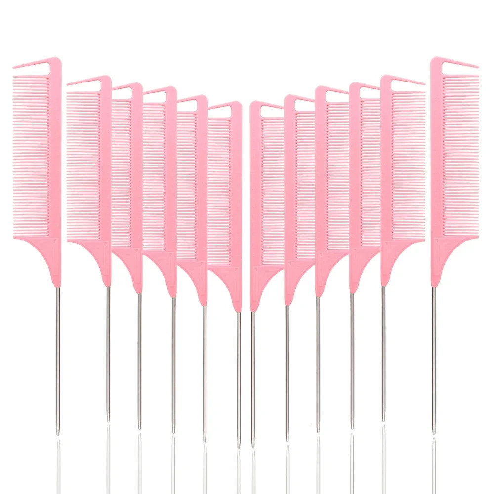 12pcs Pointed Tail Comb Dressing Styling Comb Heat-resistant Tail Comb Hair Salon Home Tools Special for Real Hair Wigs 250612