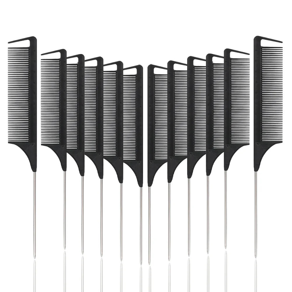 12pcs Pointed Tail Comb Dressing Styling Comb Heat-resistant Tail Comb Hair Salon Home Tools Special for Real Hair Wigs 250612