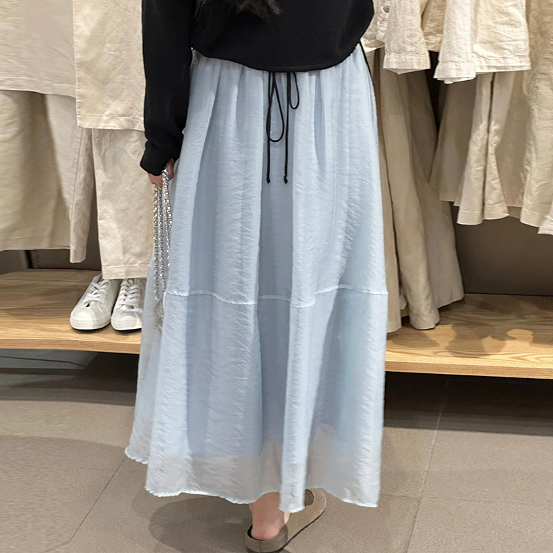 X18010 New women's high-end pink chiffon skirt female spring and summer new pear-shaped high waist a-line puffy gauze skirt