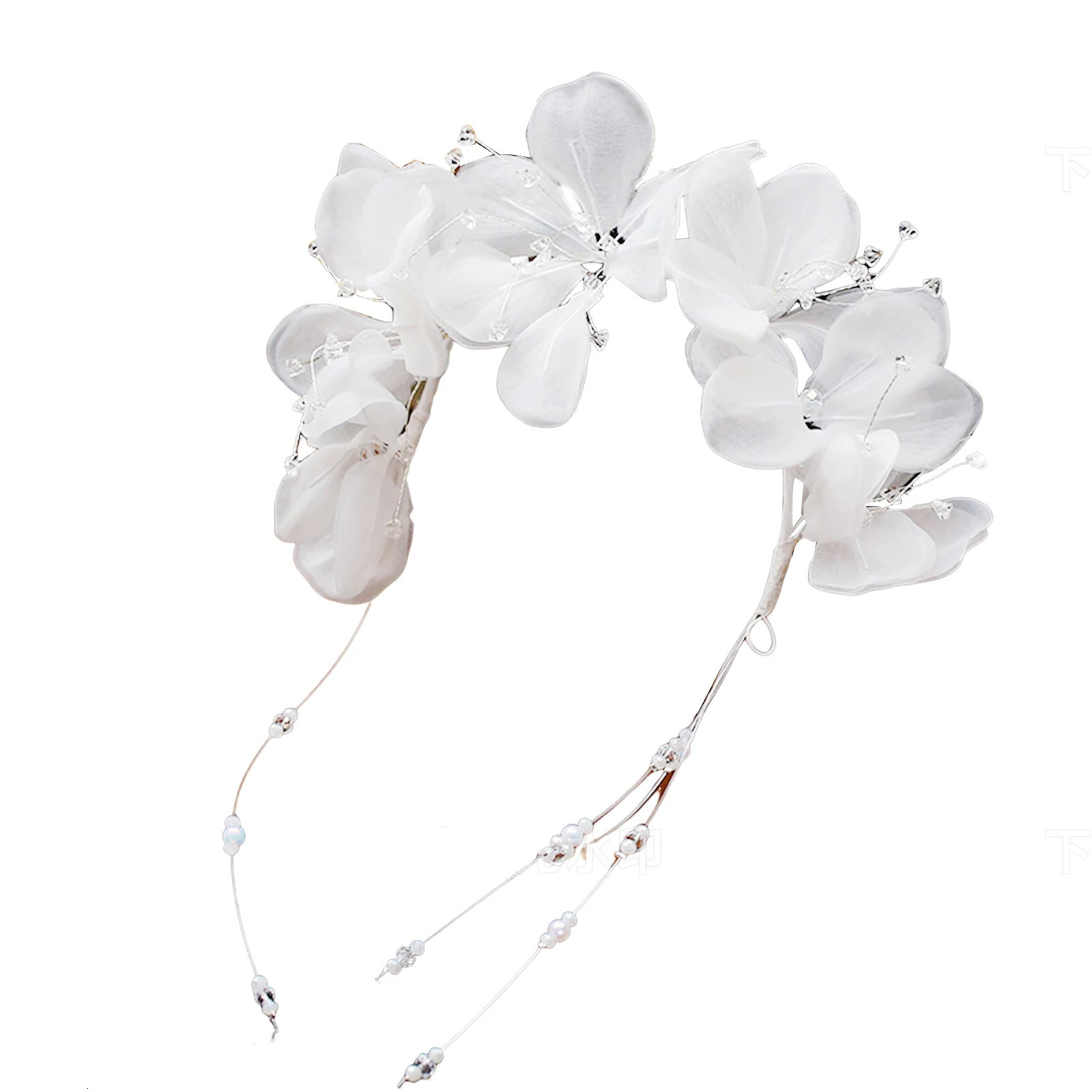 Fairy Flower Hair Hoop For Women Elegant Exquisite Pearl Tassel Flower Headband Wedding Party Travel Forest Style Hair Accessory 250610