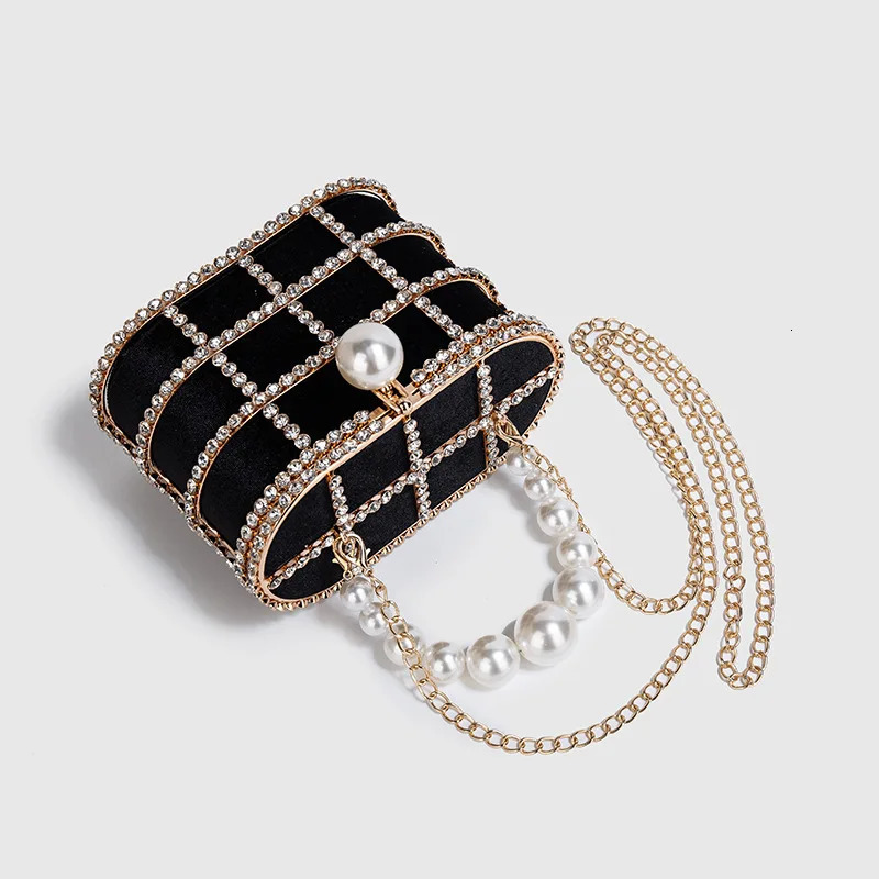 Luxury Diamond Metal Bucket Pearl Handle Women Party Clutch Purses and Handbags French design Ming Ai Wedding Chain Shoulder Bag 250614