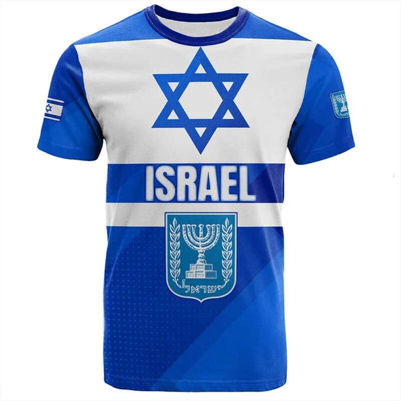 Israel Flag Mens T-shirt 3D Printed Israelis National Emblem Tops Short Sleeve O-Neck Oversized Sports Tee Shirt Mens Clothing