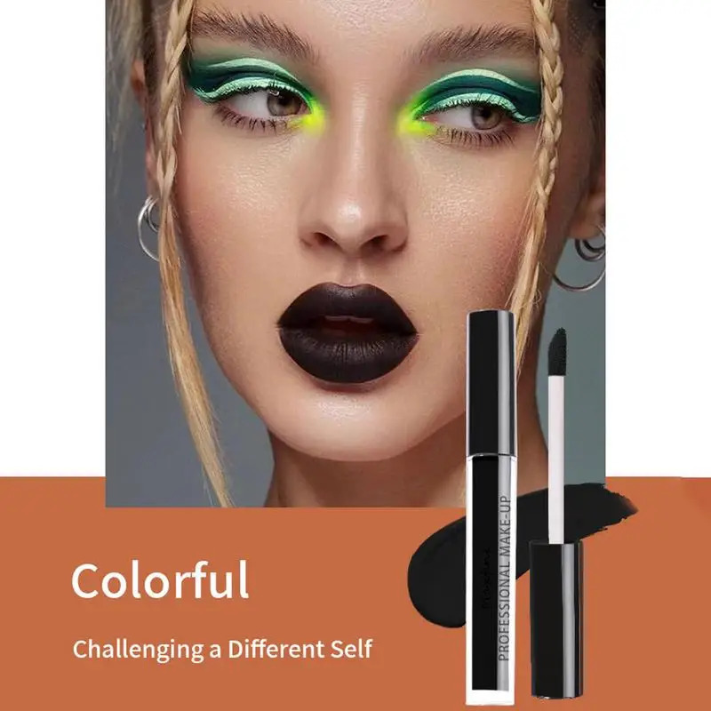 2 Colors Halloween Horror Paint Dark Lipstick Matte Lipstick Waterproof Lasting Black Lip Gloss Lip Makeup Cosmetics 250614