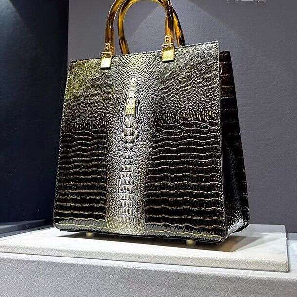 Leather High-end Luxury Genuine Crocodile Pattern Handbag Tote for Women 2024 New Single Shoulder Crossbody Bag