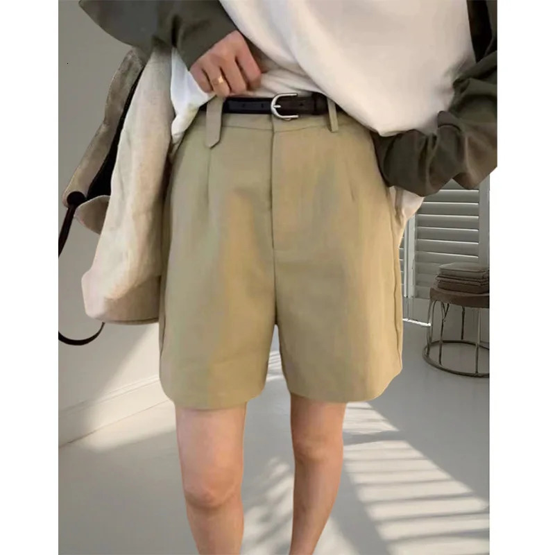 Fashionable High-waisted Five-quarter All-match A-line Wide-leg Pants Tiansi Cotton Suit Temperament Womens Shorts 250613