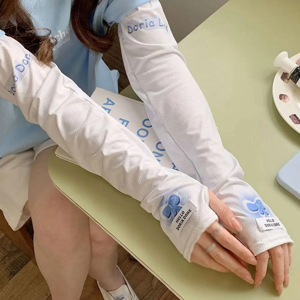 Ice Silk Sunscreen Bow Sleeves For Women Summer Outdoor Cycling Sunscreen Ice Sleeves To Protect Arms From UV Rays Thin 250610