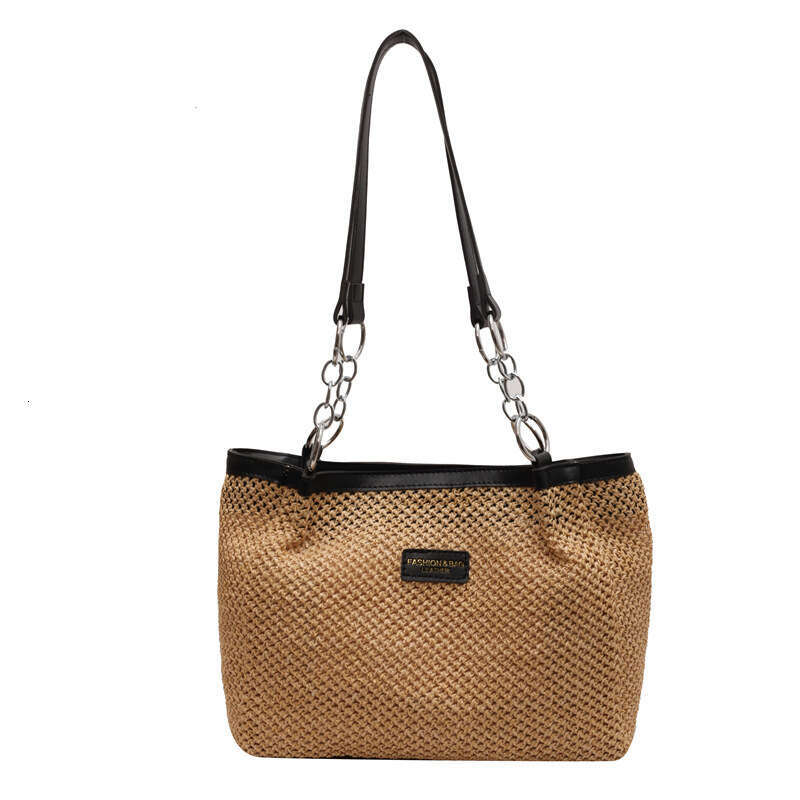 Straw Women, Large Capacity 2024 New Style, Textured Woven Shoulder Bag, Trendy This Year, Suitable for Class and Commute, Tote Bag