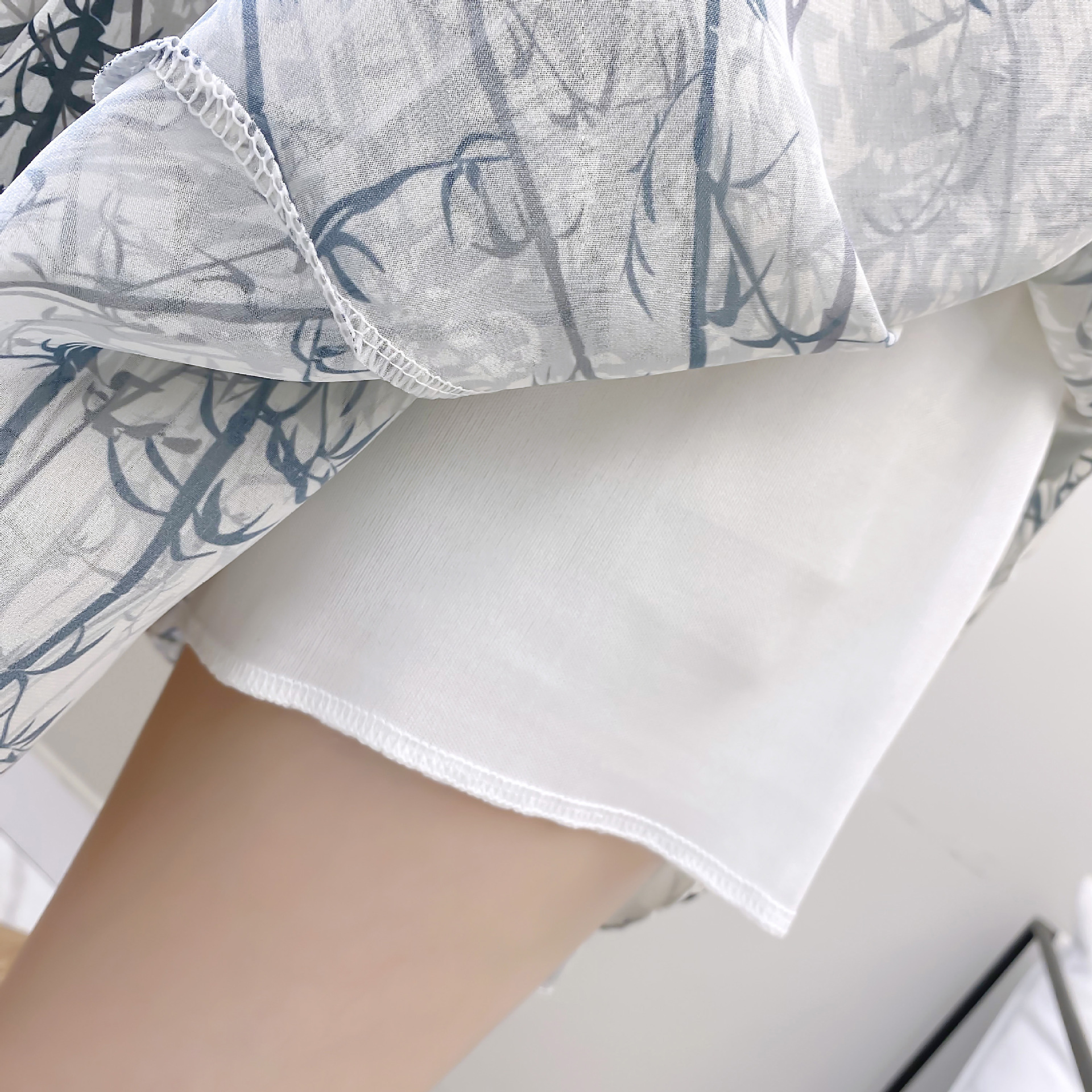 HH1806 Retro chiffon printed plaid skirt spring and summer high waist slimming hip cover elegant