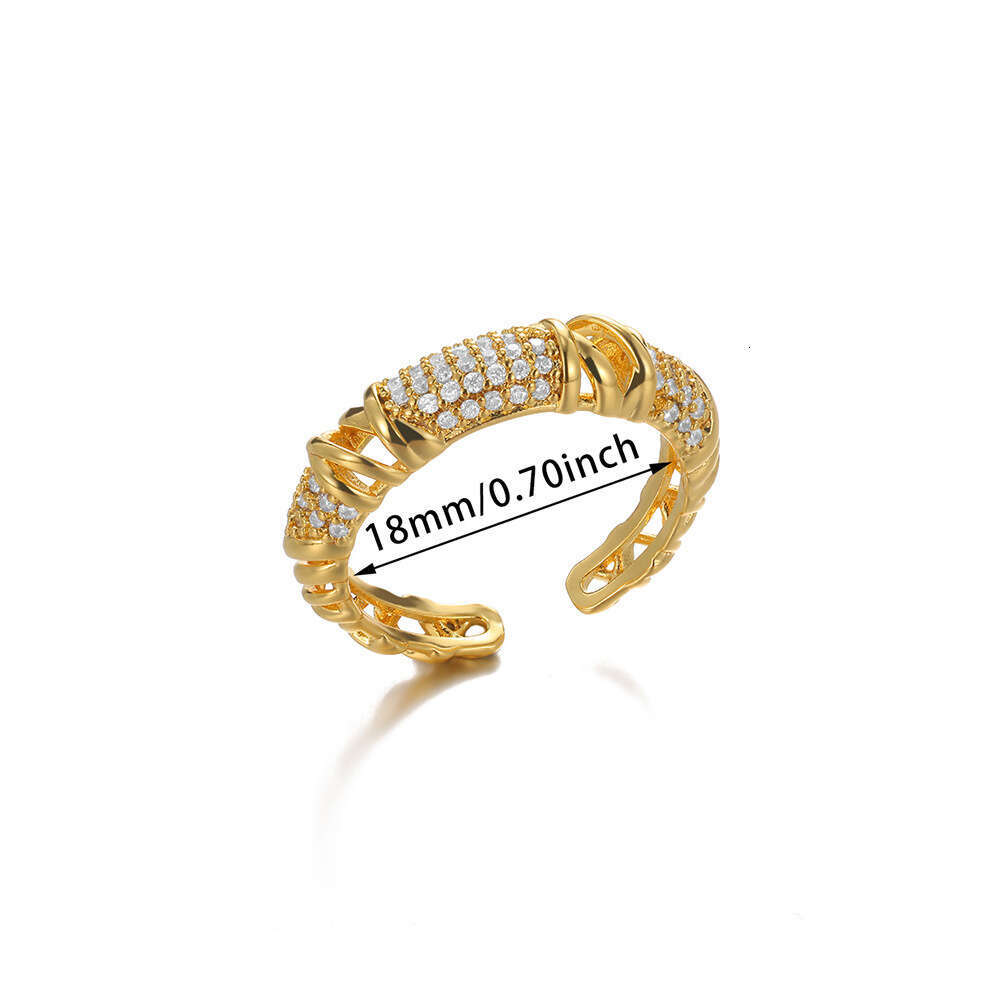 designer Minimalist INS Cold Style Heart-Shaped Zircon for Women, Simple and Unique Gold-Plated Open Ring Jewelry