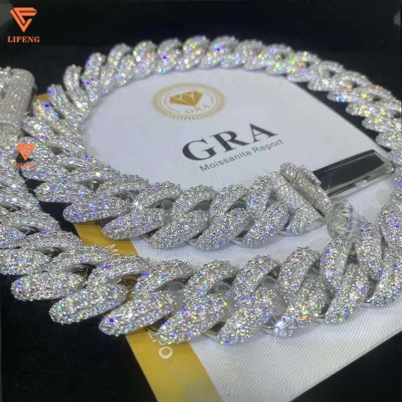 Fashion Jewelry Hip Hop Necklace For Pendant Sterling Sier Iced Out VVS Moissanite Dia Cuban Link Chain Men
