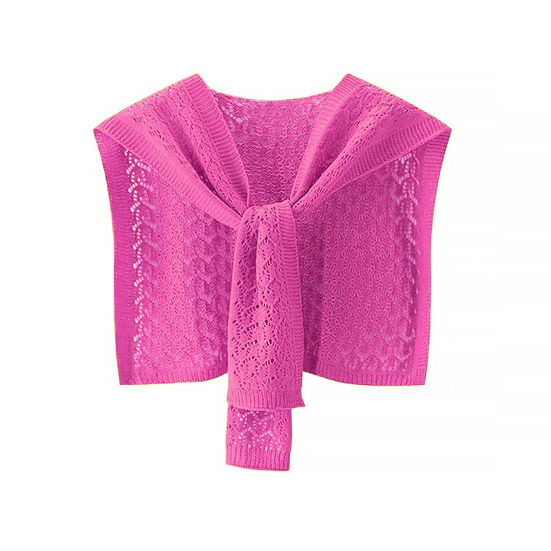 K1031 New hollow knitted small shawl for women Korean style all-match office air-conditioned room solid color knotted with shirt small waistcoat