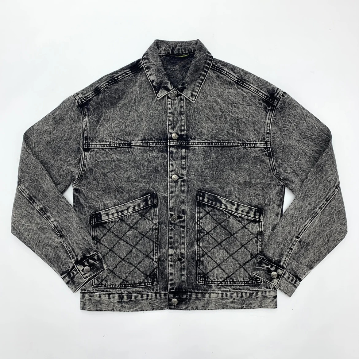 Mens Washed Denim Jacket Japanese Style Oversized Drop Shoulder Streetwear Biker in Smoke Gray Vintage Loose Fit 250614