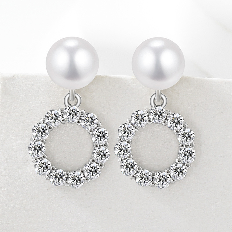 Personalized Exquisite Earrings - Long Dangling Pearl Ear Studs for Women Choker Style Pearl Drop Hoop Earring Set with 925 Silver needle pin